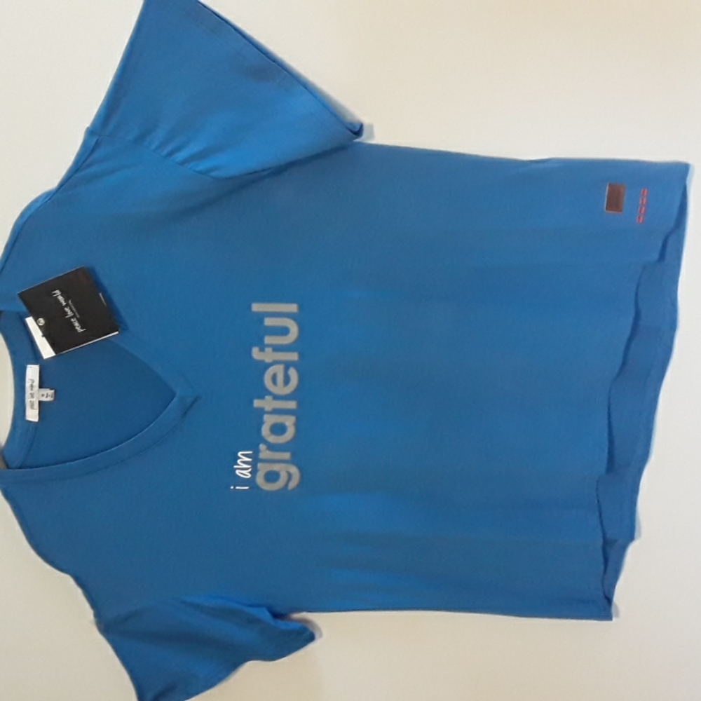 NWT Peace Love World Boxy V-Neck T-Shirt Top, Blue, Size XS - Picture 2 of 7